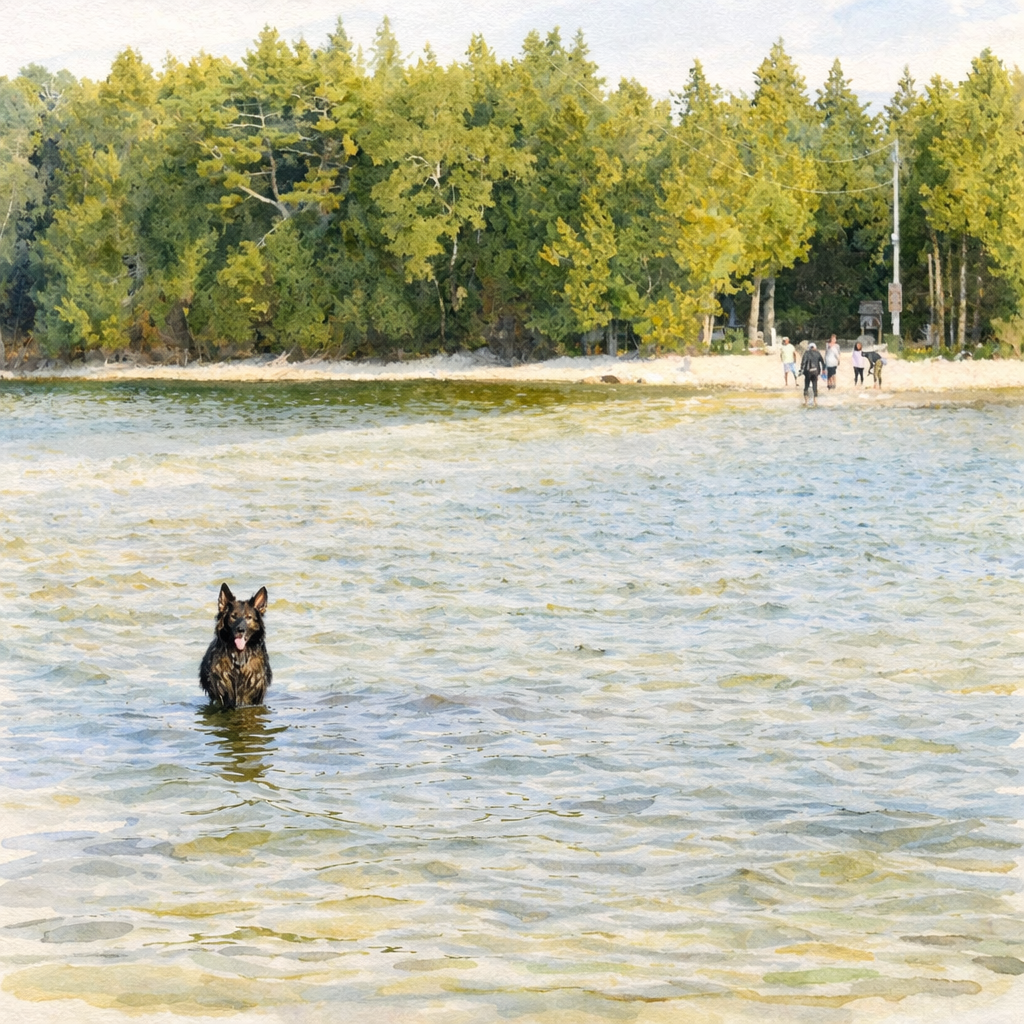 Dakota refuses to get out of the water