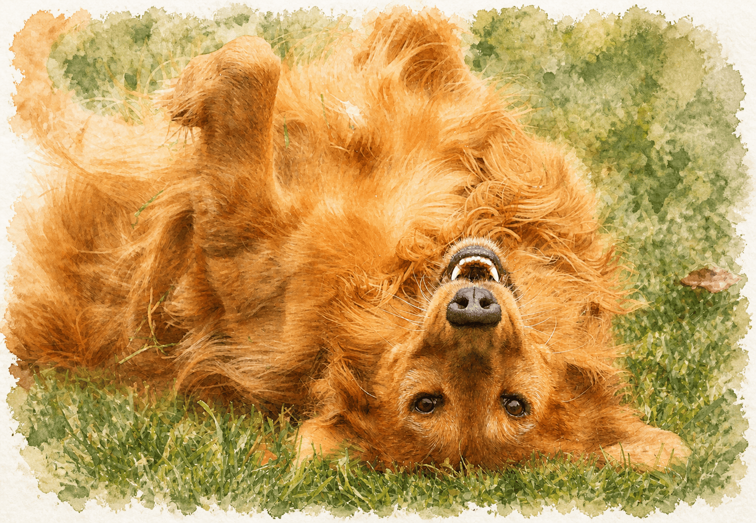 Roxy rolling in the grass.