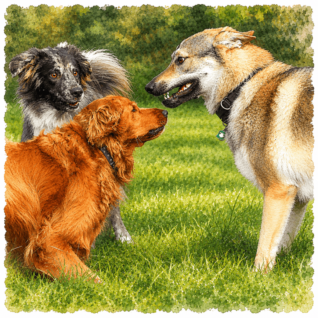 Roxy and Kal-El Confront the Wolf Dog