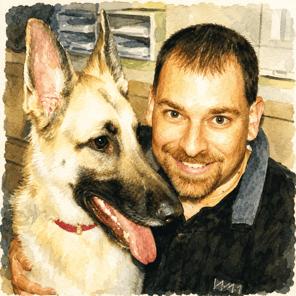 Buster and Mitch at Work