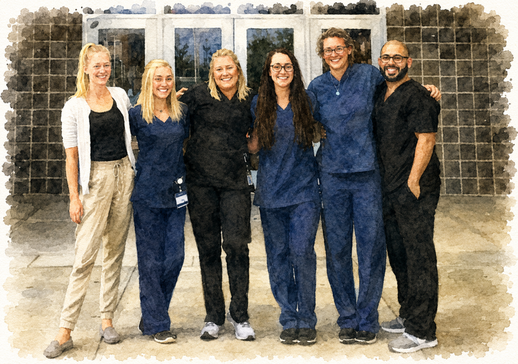 Alex and friends at the University of Florida College of Veterinary Medicine.